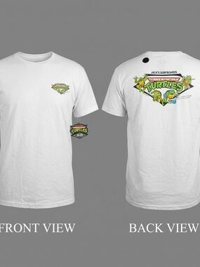 TMNT x Jack's Surfboards T-Shirt Large White New NWT Retro Ninja Turtles Graphic